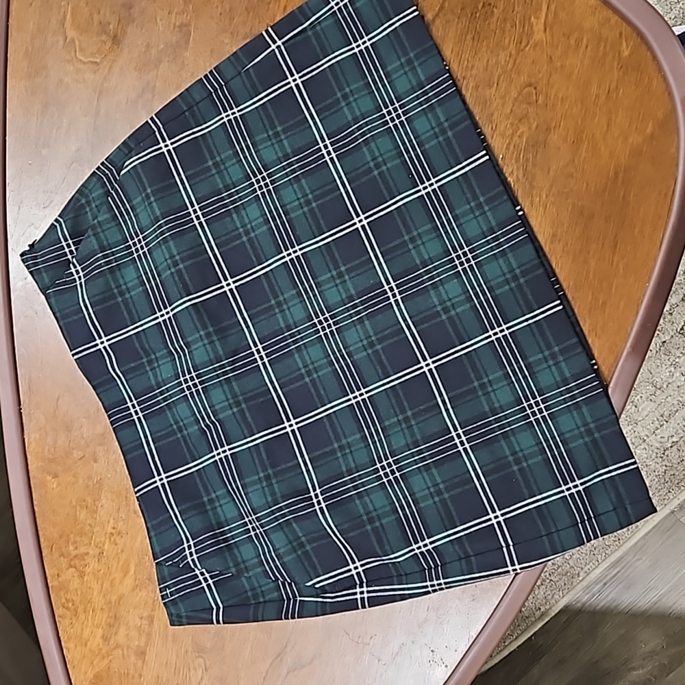 Green plaid mini skirt